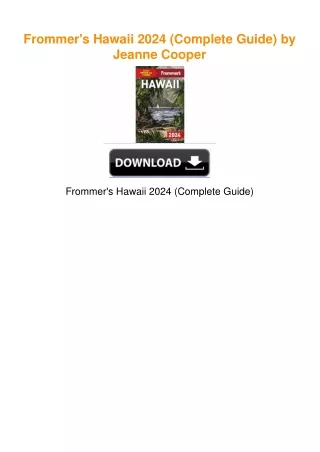 Frommer's Hawaii 2024 (Complete Guide) by Jeanne Cooper