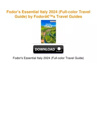 Fodor's Essential Italy 2024 (Full-color Travel Guide) by Fodorâ€™s