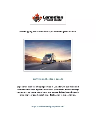 Best Shipping Service in Canada | Canadianfreightquote.com