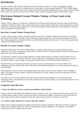 The Science Behind Ceramic Window Tinting: A Closer Look at the Technology