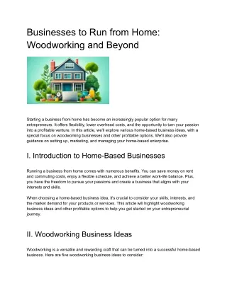 Businesses to Run from Home: Woodworking and Beyond