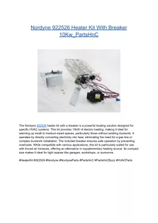 Nordyne 922526 Heater Kit With Breaker 10Kw_PartsHnC