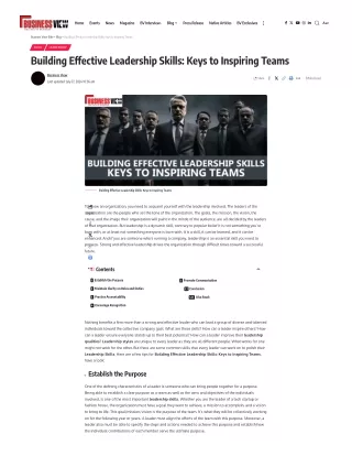 Building Effective Leadership Skills Keys to Inspiring Teams