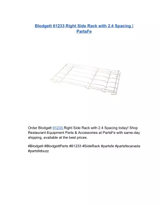 Blodgett 61233 Right Side Rack with 2.4 Spacing | PartsFe