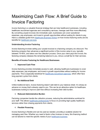 Maximizing Cash Flow_ A Brief Guide to Invoice Factoring
