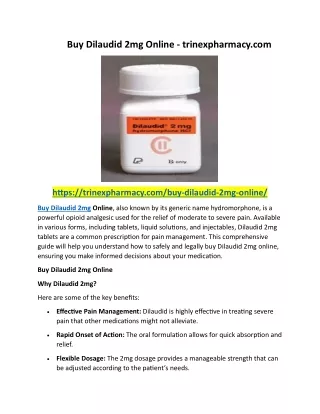 Buy Dilaudid 2mg Online - trinexpharmacy.com