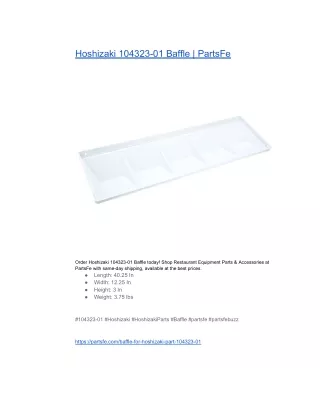 Hoshizaki 104323-01 Baffle  PartsFe