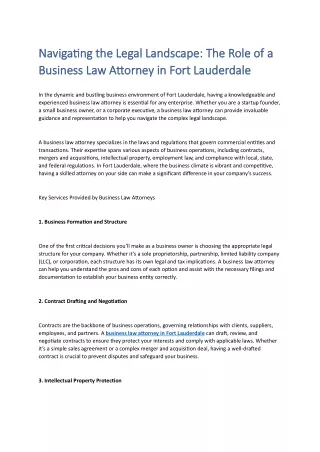 Navigating the Legal Landscape: The Role of a Business Law Attorney in Fort Laud