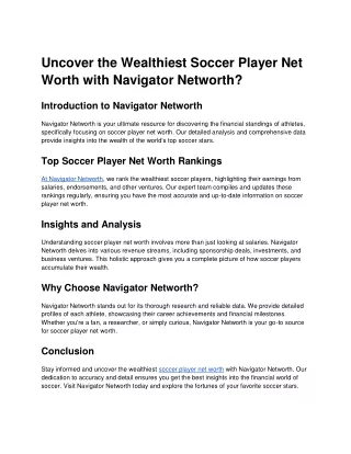 Uncover the Wealthiest Soccer Player Net Worth with Navigator Networth