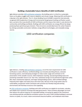 Building a Sustainable Future: Benefits of LEED Certification
