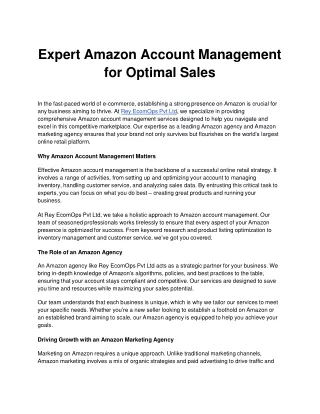 Expert Amazon Account Management for Optimal Sales