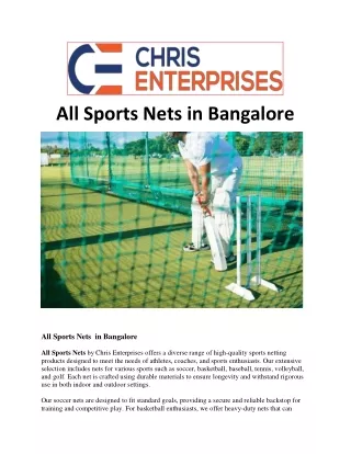 all sports nets chris in Bangalore new