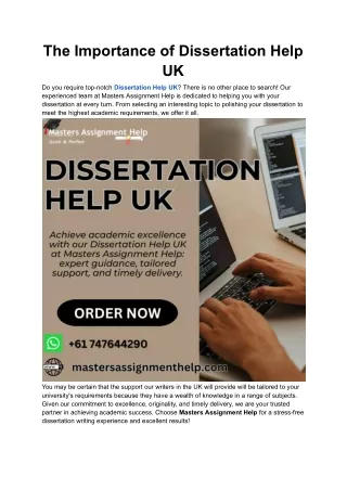 The Importance of Dissertation Help UK