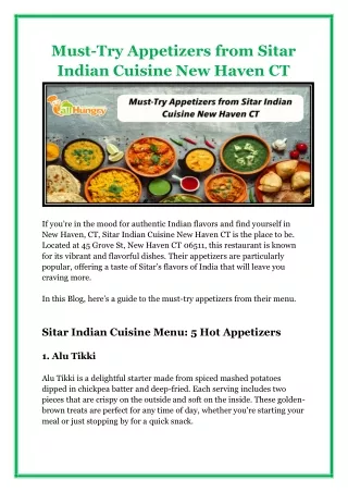 Must-Try Appetizers from Sitar Indian Cuisine New Haven CT