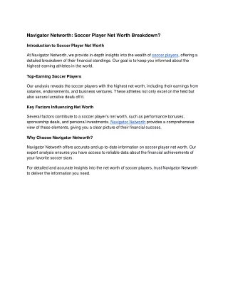 Navigator Networth: Soccer Player Net Worth Breakdown