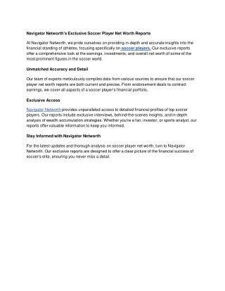 The Ultimate Soccer Player Net Worth Database by Navigator Networth