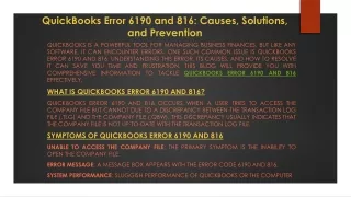 Resolving QuickBooks Error 6190 and 816