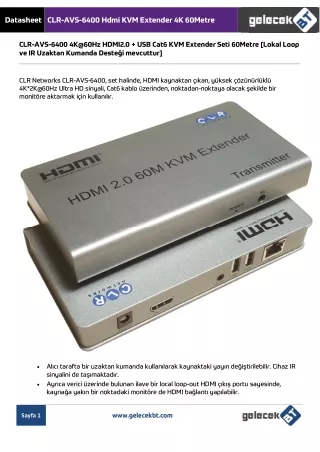 CLR-AVS-6400 Hdmi KVM Extender 4K 60Metre