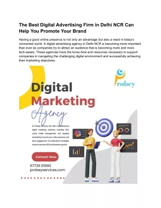 The Best Digital Advertising Firm in Delhi NCR Can Help You Promote Your Brand