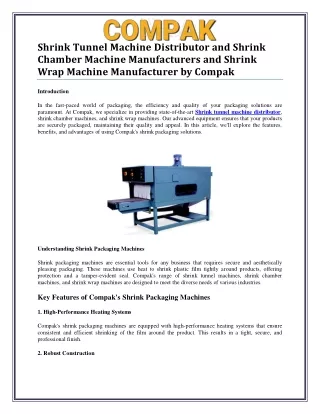 Leading Shrink Tunnel Machine Distributor