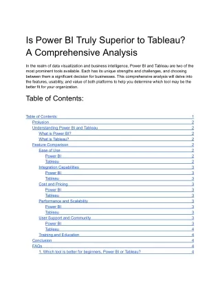 Is Power BI Truly Superior to Tableau