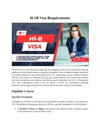 Understanding H-1B Visa Requirements: A Comprehensive Guide