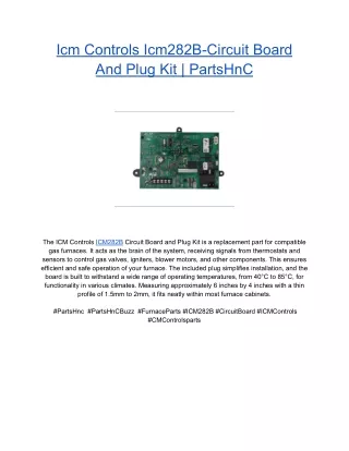 Icm Controls Icm282B-Circuit Board And Plug Kit _ PartsHnC