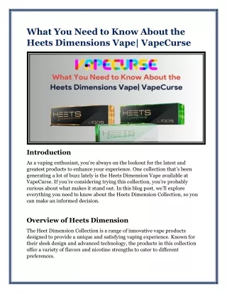 What You Need to Know About the Heets Dimensions Vape| VapeCurse