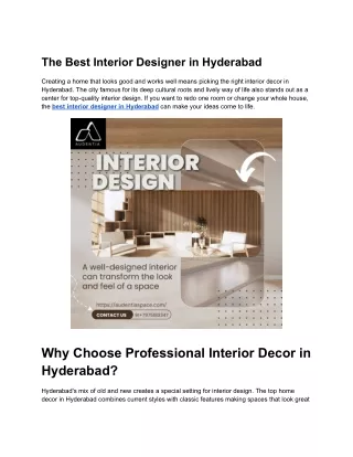 The Best Interior Designer in Hyderabad