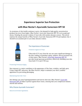 Buy Ayurvedic sunscreen with SPF 50 online in India.