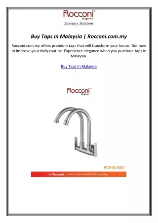 Buy Taps In Malaysia | Rocconi.com.my