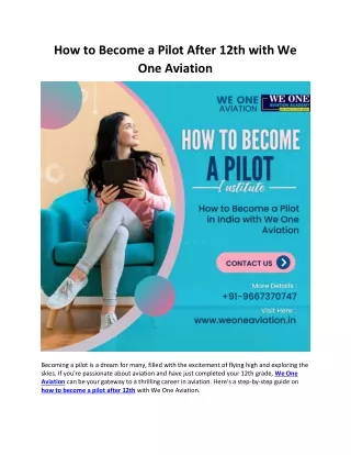 How to Become a Pilot After 12th with We One Aviation