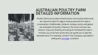 Australian Poultry Farm Detailed Information