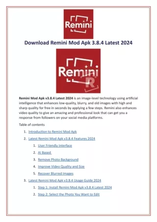 Download Remini Mod Apk 3.8.4 Latest 2024