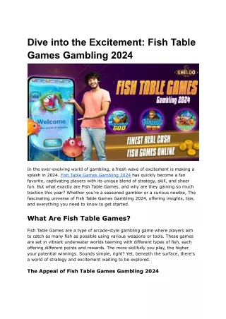 Dive into the Excitement_ Fish Table Games Gambling 2024