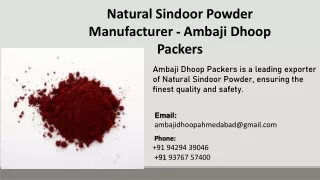 Natural Sindoor Powder Manufacturer - Ambaji Dhoop Packers