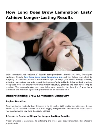 How Long Does Brow Lamination Last_ Achieve Longer-Lasting Results