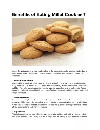 Benefits of Eating Millet Cookies