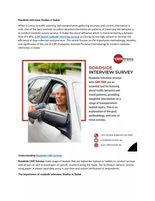 CAPI-Based Roadside Interview Surveys in Dubai