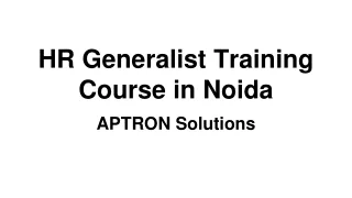 HR Generalist Training Course in Noida