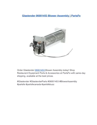 Glastender 06001453 Blower Assembly | PartsFe