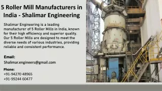 5 Roller Mill Manufacturers in India  - Shalimar Engineering