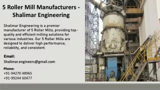 5 Roller Mill Manufacturers  - Shalimar Engineering