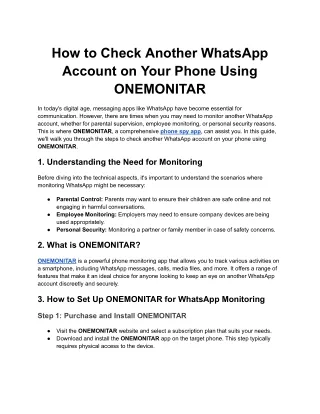 How to Check Another WhatsApp Account on Your Phone Using ONEMONITAR