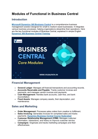 Dynamics Business Central Online Training | D365 Business Central