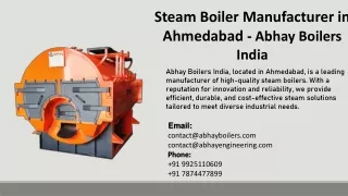 Steam Boiler Manufacturer in Ahmedabad - Abhay Boilers India