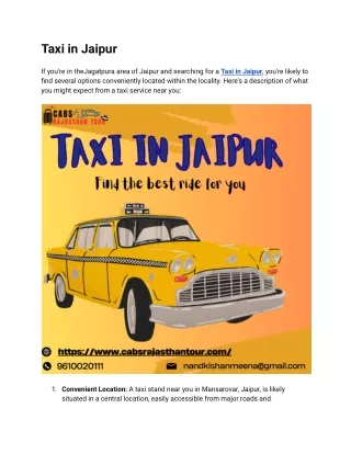 Taxi In Jaipur