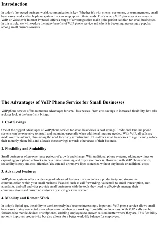 The Advantages of VoIP Phone Service for Small Businesses