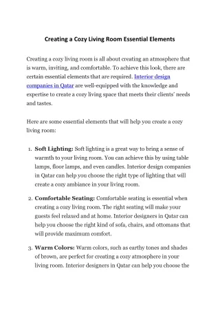 Creating a Cozy Living Room Essential Elements
