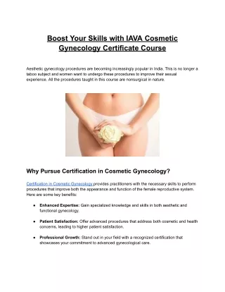 Boost Your Skills with IAVA Cosmetic Gynecology Certificate Course